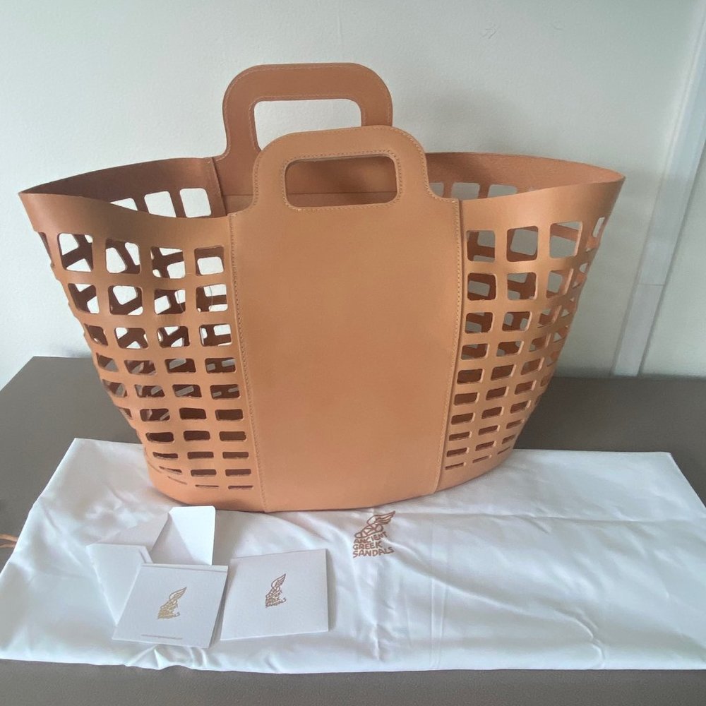 NWT - ANCIENT GREEK SANDALS Demijohn Cutout Leather Tote Bag